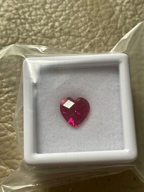 Authentic lab grown ruby heart 2 to 2.4 carat weight